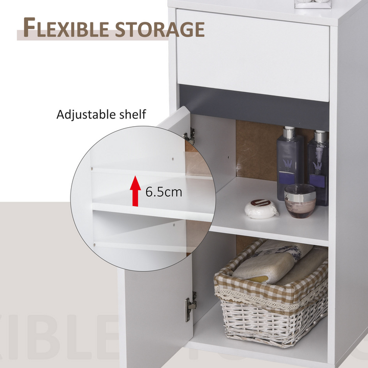 Minimalistic White Bathroom Storage Cabinet with Drawer – Compact 35 x 31 x 73 cm for Discreet Organization - Premium  from Home Treasures - Just £58.99! Shop now at Home Treasures