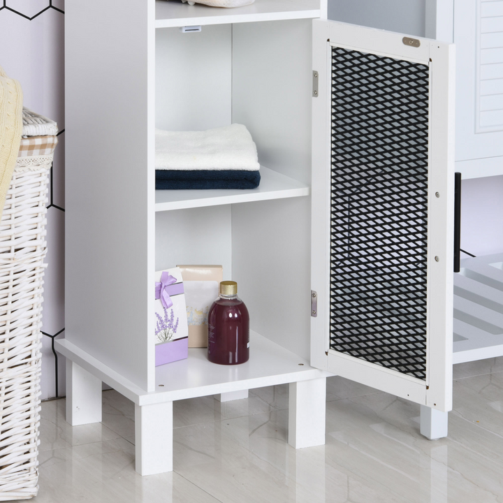 Slim Retro Bathroom Cabinet with Patterned Glass Doors - Monochrome, 33.5 x 30 x 176.5cm - Premium  from Home Treasures - Just £74.99! Shop now at Home Treasures