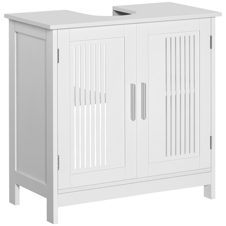 Modern White Under Sink Cabinet with Adjustable Shelf & Slatted Doors - 60 x 30 x 60 cm - Premium  from Home Treasures - Just £57.99! Shop now at Home Treasures