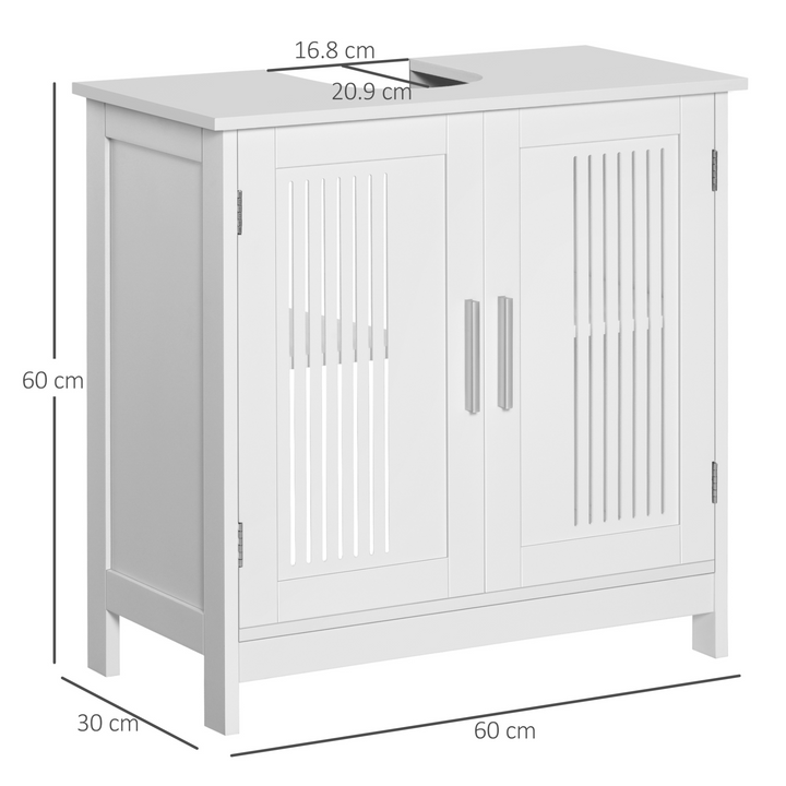 Modern White Under Sink Cabinet with Adjustable Shelf & Slatted Doors - 60 x 30 x 60 cm - Premium  from Home Treasures - Just £57.99! Shop now at Home Treasures