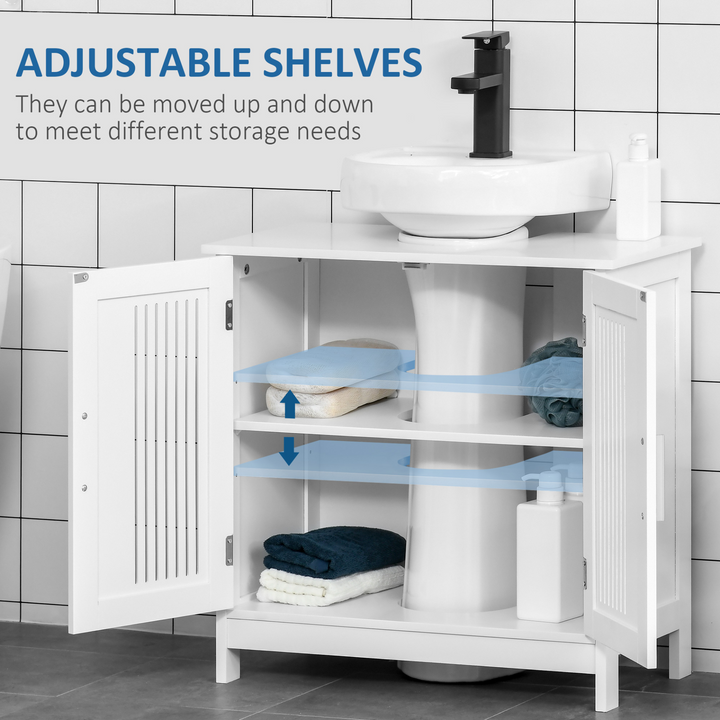 Modern White Under Sink Cabinet with Adjustable Shelf & Slatted Doors - 60 x 30 x 60 cm - Premium  from Home Treasures - Just £57.99! Shop now at Home Treasures