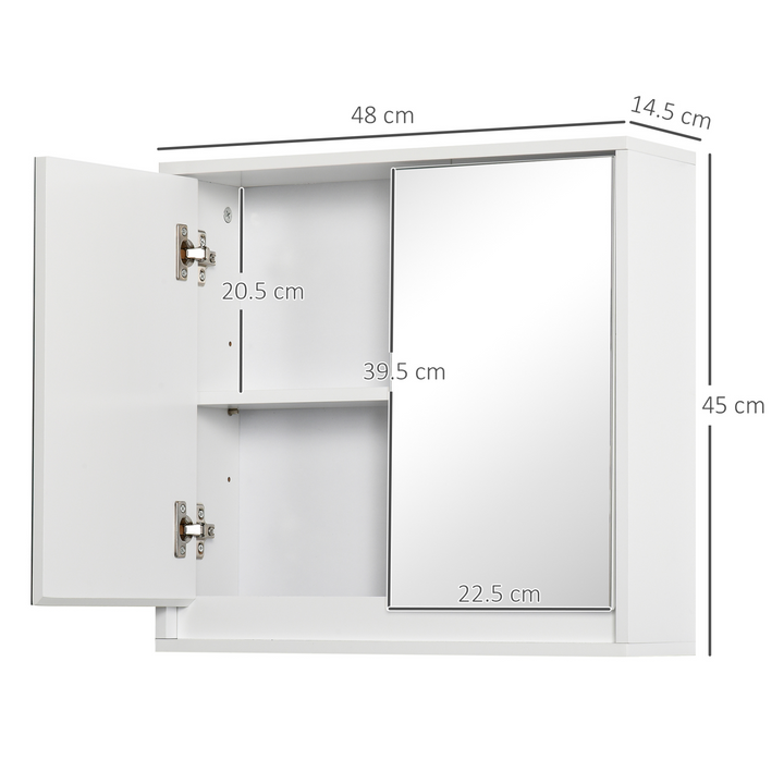 Wall Mounted Mirror Cabinet with Adjustable Storage Shelf, Double Door, White - Ideal for Bathroom Organization & Space Saving - Premium  from Home Treasures - Just £44.99! Shop now at Home Treasures