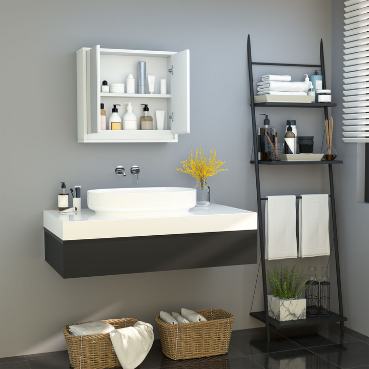 Wall Mounted Mirror Cabinet with Adjustable Storage Shelf, Double Door, White - Ideal for Bathroom Organization & Space Saving - Premium  from Home Treasures - Just £44.99! Shop now at Home Treasures