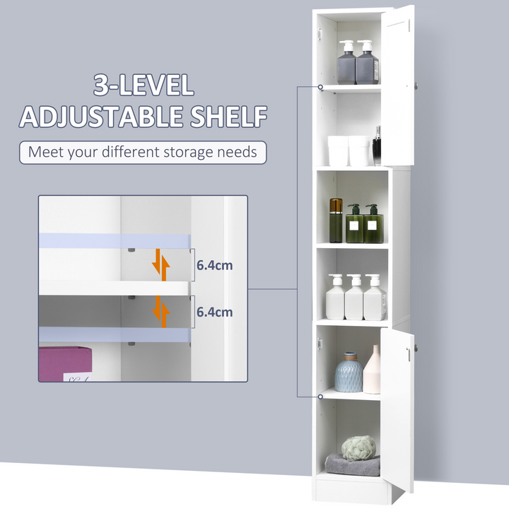 White Tallboy Bathroom Storage Cabinet with Mirror - 30 x 28 x 180cm | Space-Saving, Adjustable Storage Solution - Premium  from Home Treasures - Just £100.99! Shop now at Home Treasures