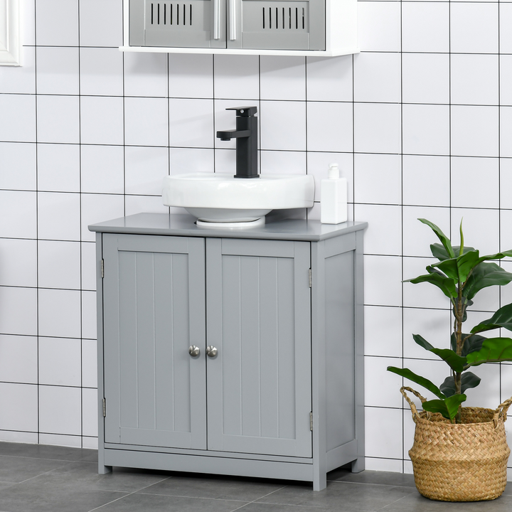 Under-Sink Storage Cabinet with Adjustable Shelf and Drain Hole - Grey Bathroom Space Saver Organizer - Premium  from Home Treasures - Just £54.99! Shop now at Home Treasures