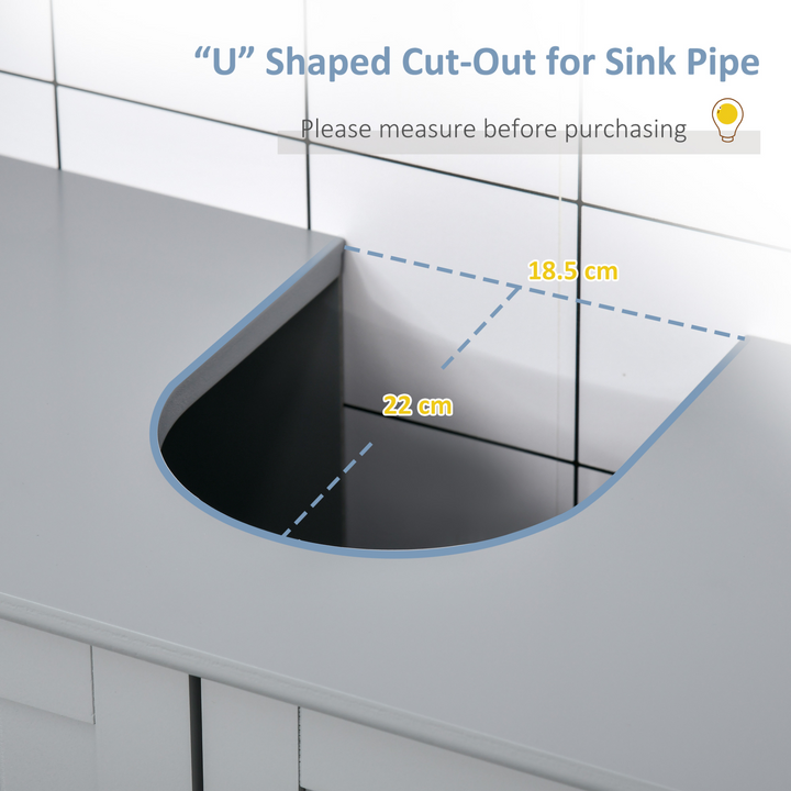 Under-Sink Storage Cabinet with Adjustable Shelf and Drain Hole - Grey Bathroom Space Saver Organizer - Premium  from Home Treasures - Just £54.99! Shop now at Home Treasures