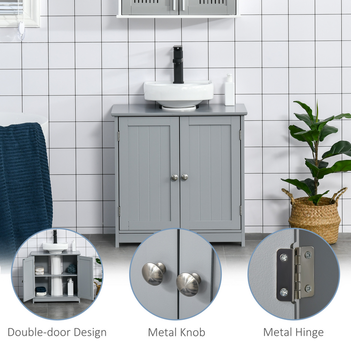 Under-Sink Storage Cabinet with Adjustable Shelf and Drain Hole - Grey Bathroom Space Saver Organizer - Premium  from Home Treasures - Just £54.99! Shop now at Home Treasures