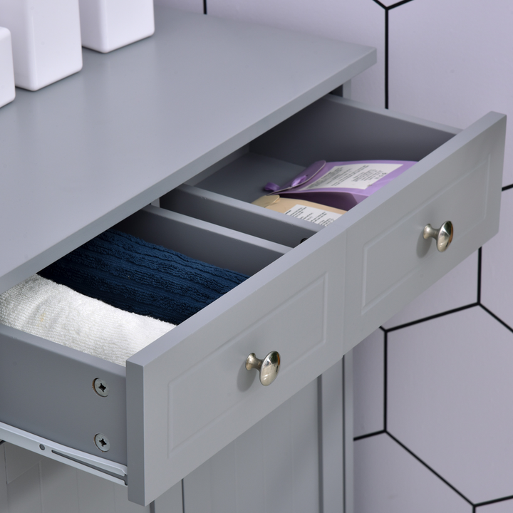 Retro Style Bathroom Storage Cabinet with 2 Drawers & Adjustable Shelf - Grey, 60 x 30 x 75cm - Elegant & Functional Bathroom Organizer - Premium  from Home Treasures - Just £89.99! Shop now at Home Treasures