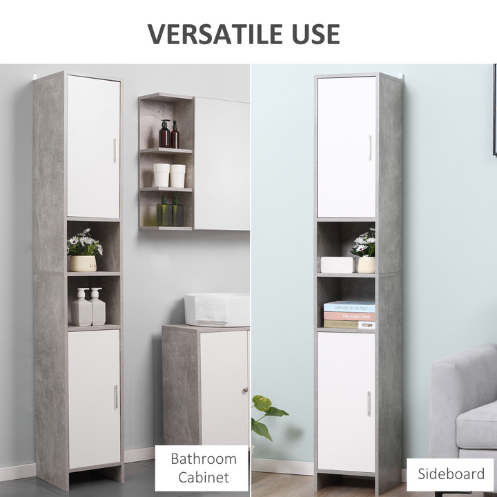 Elegant Grey Bathroom Cabinet with Adjustable Shelves - Space-Saving, Free-Standing Storage, 30 x 30 x 180 cm - Premium  from Home Treasures - Just £103.99! Shop now at Home Treasures