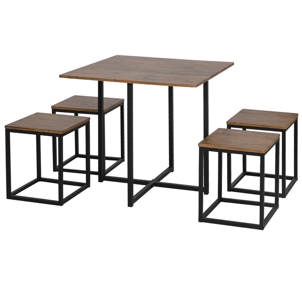 Compact Square Table & Stool Set with Metal Frame - Sleek Black | Modern Design, Space-Saving Dining Set - Premium  from Home Treasures - Just £151.99! Shop now at Home Treasures