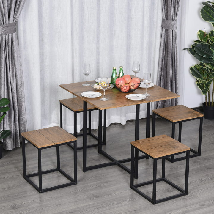 Compact Square Table & Stool Set with Metal Frame - Sleek Black | Modern Design, Space-Saving Dining Set - Premium  from Home Treasures - Just £151.99! Shop now at Home Treasures