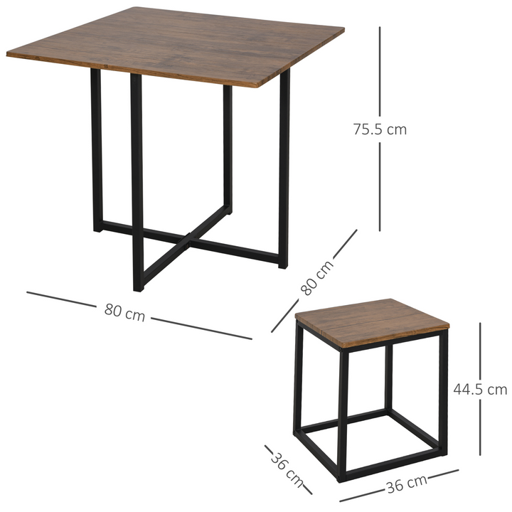 Compact Square Table & Stool Set with Metal Frame - Sleek Black | Modern Design, Space-Saving Dining Set - Premium  from Home Treasures - Just £151.99! Shop now at Home Treasures