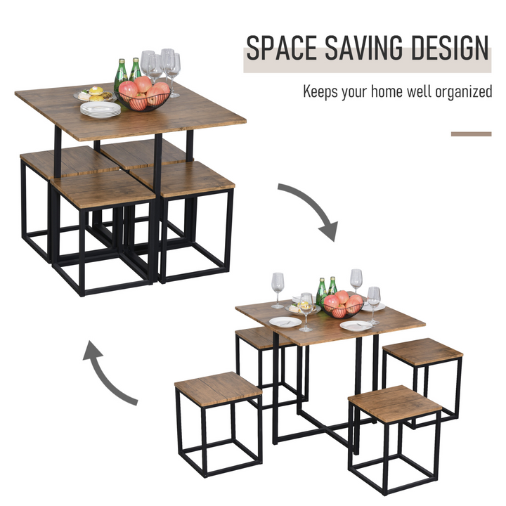 Compact Square Table & Stool Set with Metal Frame - Sleek Black | Modern Design, Space-Saving Dining Set - Premium  from Home Treasures - Just £151.99! Shop now at Home Treasures