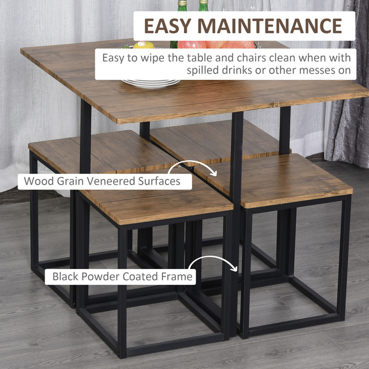 Compact Square Table & Stool Set with Metal Frame - Sleek Black | Modern Design, Space-Saving Dining Set - Premium  from Home Treasures - Just £151.99! Shop now at Home Treasures