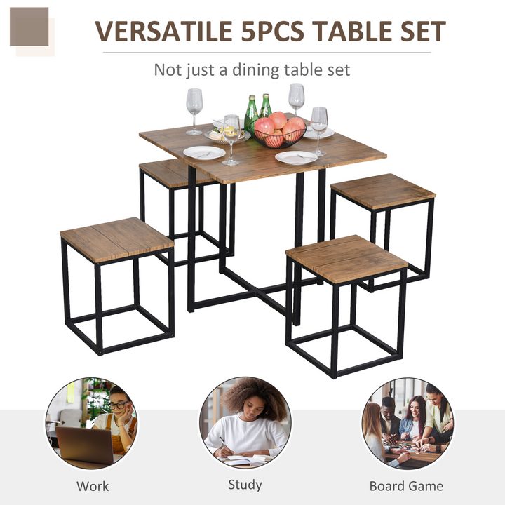 Compact Square Table & Stool Set with Metal Frame - Sleek Black | Modern Design, Space-Saving Dining Set - Premium  from Home Treasures - Just £151.99! Shop now at Home Treasures