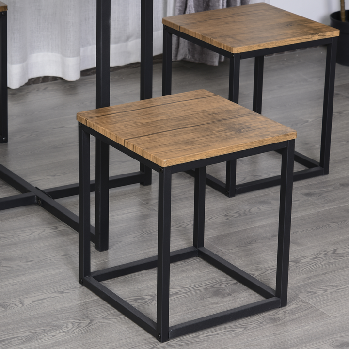 Compact Square Table & Stool Set with Metal Frame - Sleek Black | Modern Design, Space-Saving Dining Set - Premium  from Home Treasures - Just £151.99! Shop now at Home Treasures