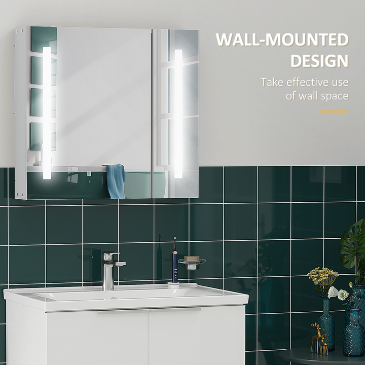 Illuminated Bathroom Mirror Cabinet with Touch Switch & USB Charge - Modern White Design, Adjustable LED Lighting - Premium  from Home Treasures - Just £118.99! Shop now at Home Treasures