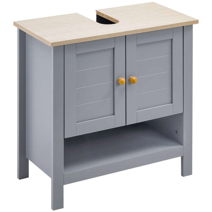 Under Sink Bathroom Vanity Unit with Adjustable Shelf in Grey - Stylish Pedestal Under Sink Storage Cabinet - Premium  from Home Treasures - Just £55.99! Shop now at Home Treasures