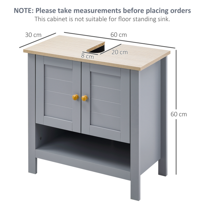 Under Sink Bathroom Vanity Unit with Adjustable Shelf in Grey - Stylish Pedestal Under Sink Storage Cabinet - Premium  from Home Treasures - Just £55.99! Shop now at Home Treasures