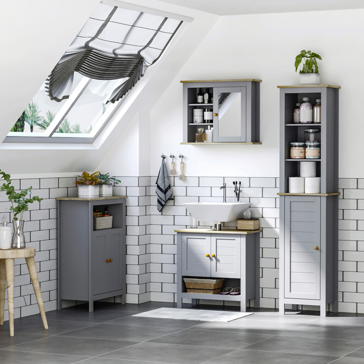 Under Sink Bathroom Vanity Unit with Adjustable Shelf in Grey - Stylish Pedestal Under Sink Storage Cabinet - Premium  from Home Treasures - Just £55.99! Shop now at Home Treasures