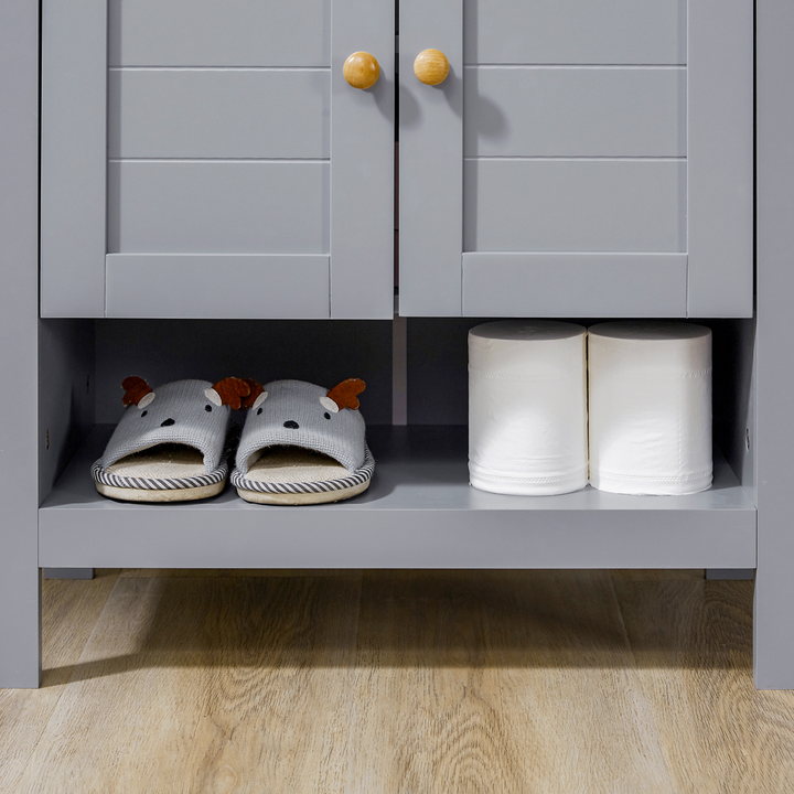 Under Sink Bathroom Vanity Unit with Adjustable Shelf in Grey - Stylish Pedestal Under Sink Storage Cabinet - Premium  from Home Treasures - Just £55.99! Shop now at Home Treasures