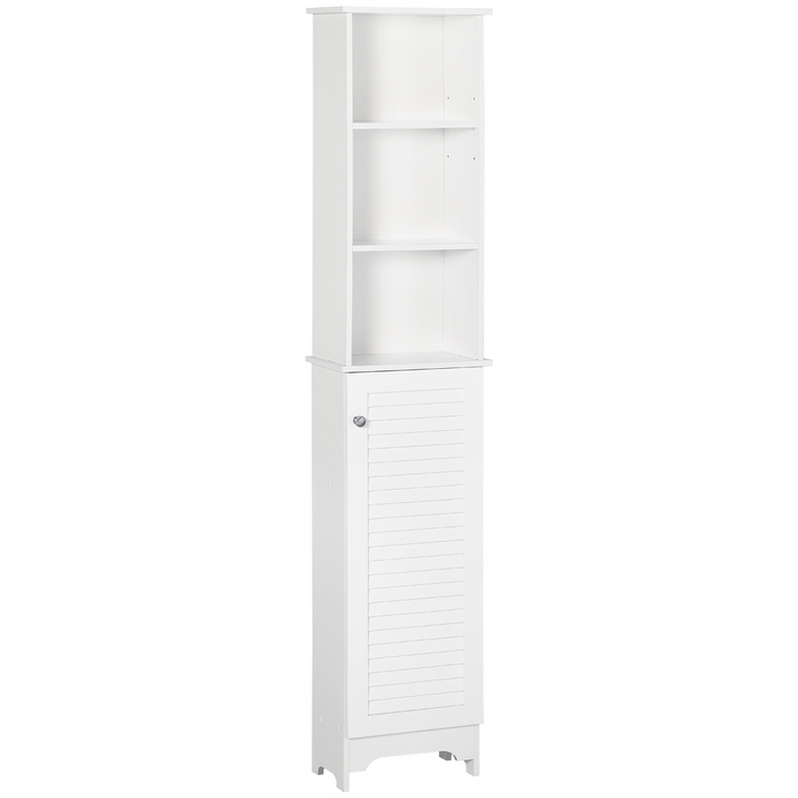 Modern Slimline Floor Standing Bathroom Storage Cabinet with 6 Shelves in White - 165cm Height - Premium  from Home Treasures - Just £76.99! Shop now at Home Treasures