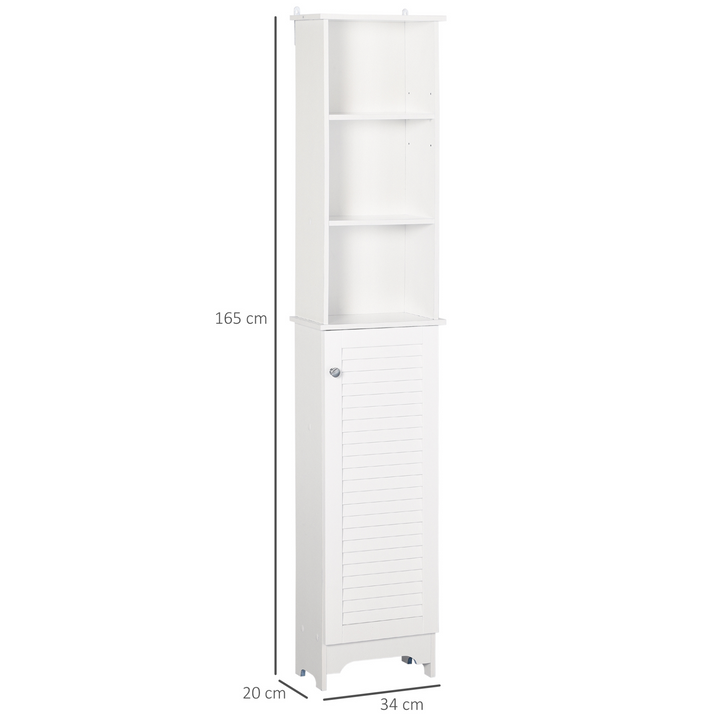 Modern Slimline Floor Standing Bathroom Storage Cabinet with 6 Shelves in White - 165cm Height - Premium  from Home Treasures - Just £76.99! Shop now at Home Treasures