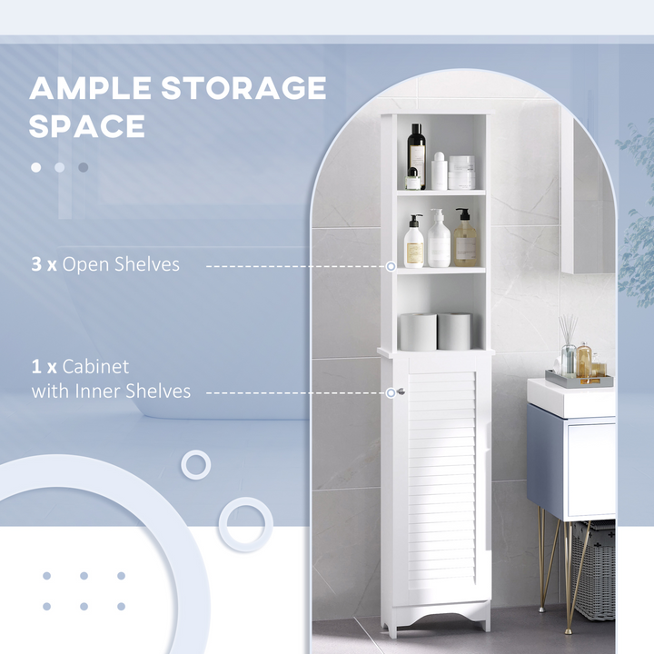 Modern Slimline Floor Standing Bathroom Storage Cabinet with 6 Shelves in White - 165cm Height - Premium  from Home Treasures - Just £76.99! Shop now at Home Treasures