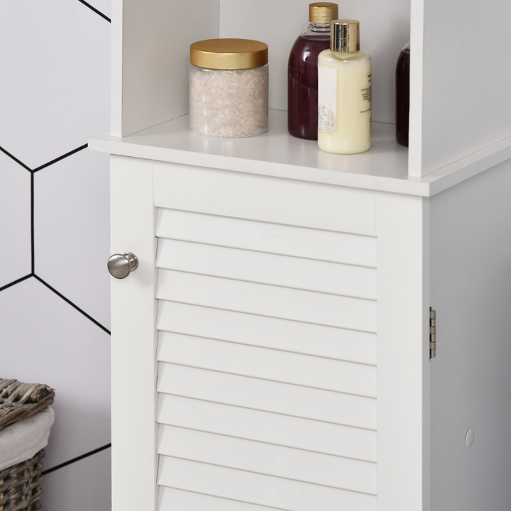 Modern Slimline Floor Standing Bathroom Storage Cabinet with 6 Shelves in White - 165cm Height - Premium  from Home Treasures - Just £76.99! Shop now at Home Treasures