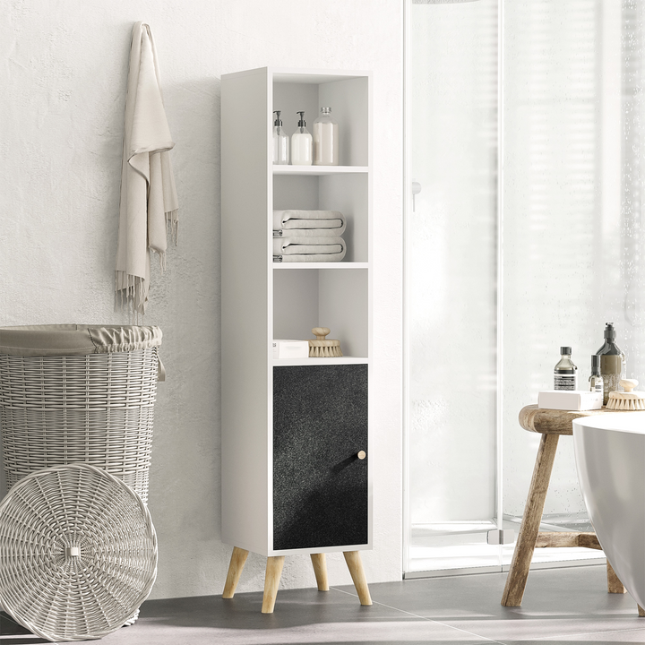 Tallboy Bathroom Cabinet with Adjustable Shelves & White Finish, 30x30x139cm - Modern & Slim Storage Solution - Premium  from Home Treasures - Just £60.99! Shop now at Home Treasures