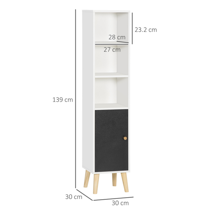 Tallboy Bathroom Cabinet with Adjustable Shelves & White Finish, 30x30x139cm - Modern & Slim Storage Solution - Premium  from Home Treasures - Just £60.99! Shop now at Home Treasures