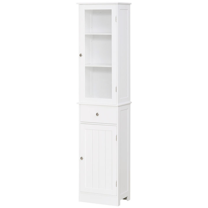 Slim Bathroom Cabinet with 3-Tier Shelf (White) – Space-Saving, Modern Design, Sturdy MDF Structure - Premium  from Home Treasures - Just £117.99! Shop now at Home Treasures