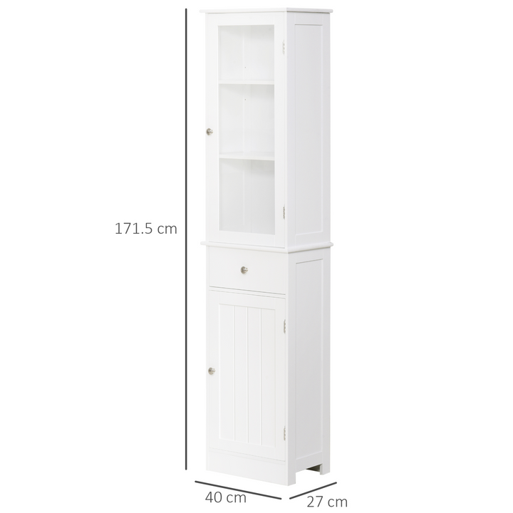 Slim Bathroom Cabinet with 3-Tier Shelf (White) – Space-Saving, Modern Design, Sturdy MDF Structure - Premium  from Home Treasures - Just £117.99! Shop now at Home Treasures