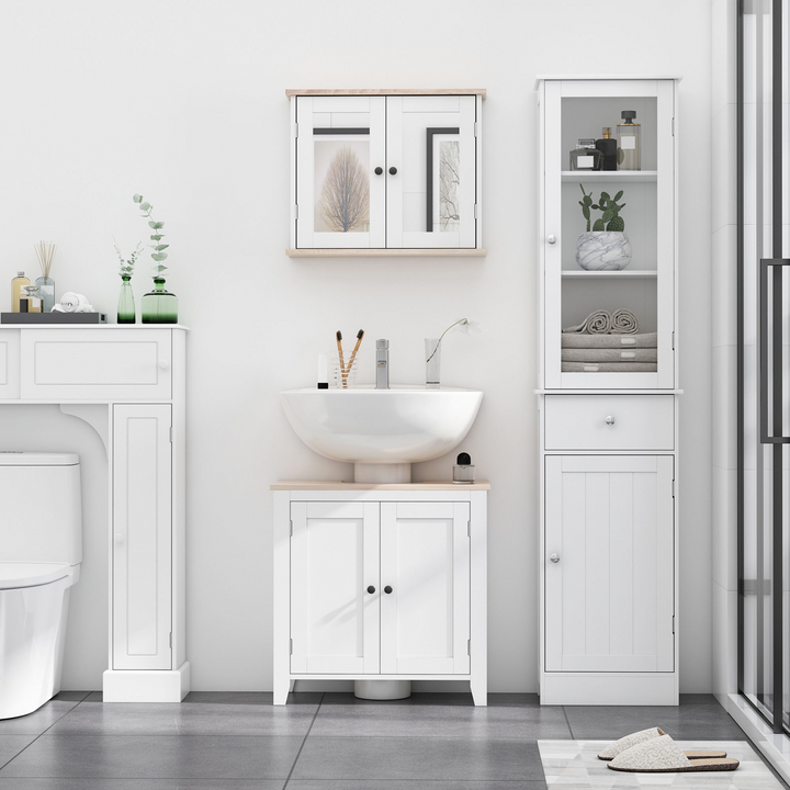 Slim Bathroom Cabinet with 3-Tier Shelf (White) – Space-Saving, Modern Design, Sturdy MDF Structure - Premium  from Home Treasures - Just £117.99! Shop now at Home Treasures