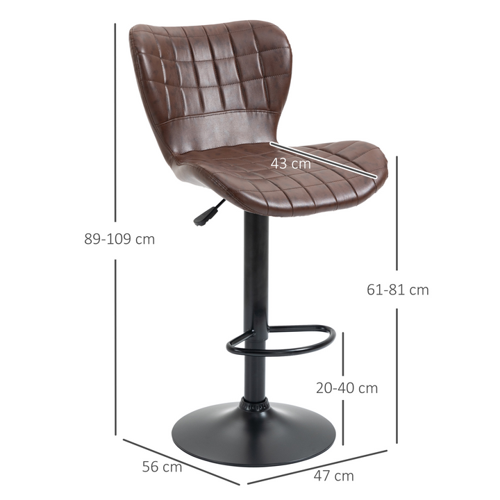 PU Leather Adjustable Bar Stools with Footrest, Set of 2 - Sleek Brown Design - Premium  from Home Treasures - Just £126.99! Shop now at Home Treasures