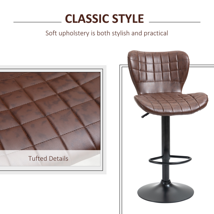 PU Leather Adjustable Bar Stools with Footrest, Set of 2 - Sleek Brown Design - Premium  from Home Treasures - Just £126.99! Shop now at Home Treasures