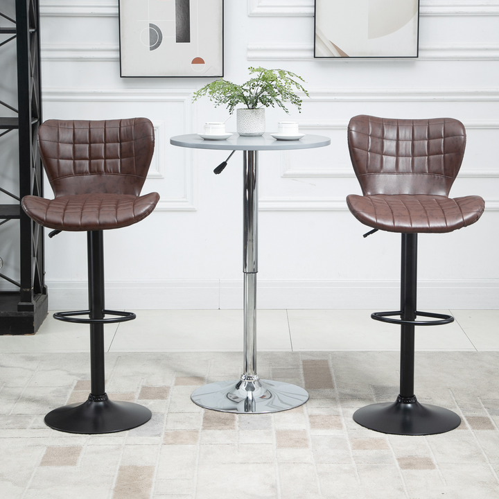 PU Leather Adjustable Bar Stools with Footrest, Set of 2 - Sleek Brown Design - Premium  from Home Treasures - Just £126.99! Shop now at Home Treasures