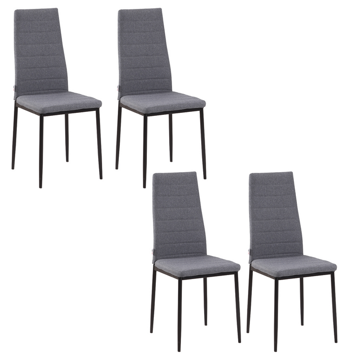 Modern Upholstered Linen-Touch High Back Dining Chairs with Metal Legs - Set of 4, Grey - Premium  from Home Treasures - Just £117.99! Shop now at Home Treasures