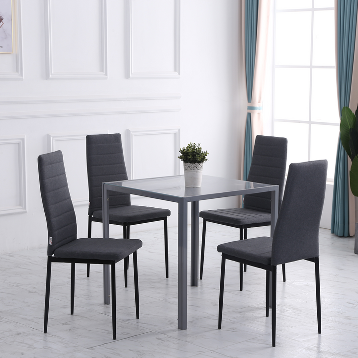 Modern Upholstered Linen-Touch High Back Dining Chairs with Metal Legs - Set of 4, Grey - Premium  from Home Treasures - Just £117.99! Shop now at Home Treasures