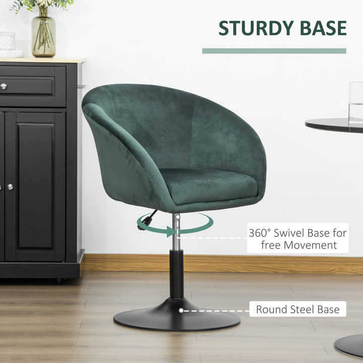 Elegant Green Swivel Bar Stool - Adjustable Height Fabric Dining Chair & Dressing Stool - Premium  from Home Treasures - Just £89.99! Shop now at Home Treasures