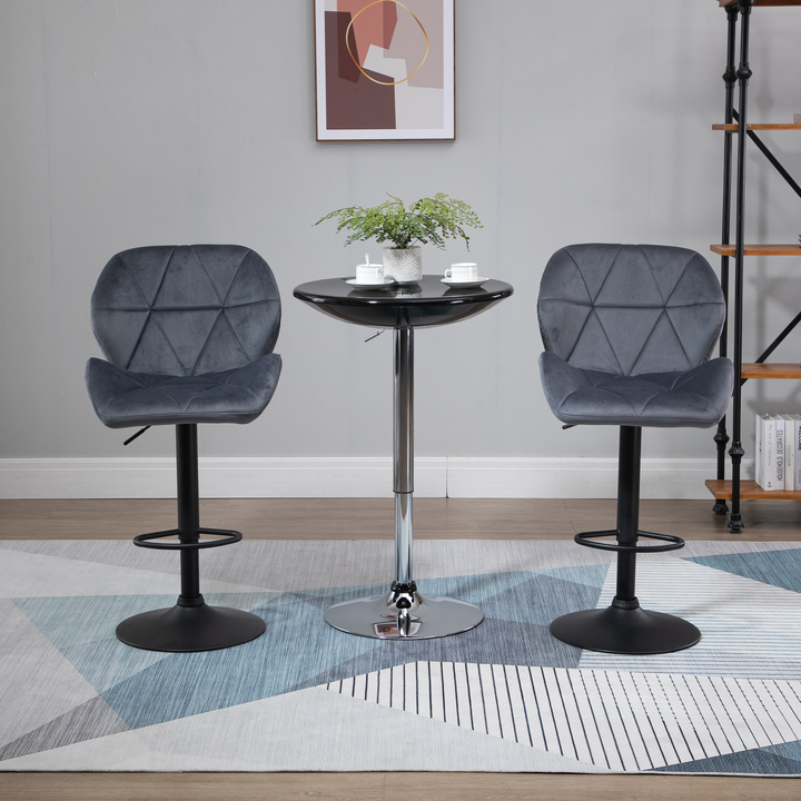 Set of 2 Grey Adjustable Height Fabric Bar Stools - Swivel Upholstered Counter Chairs - Premium  from Home Treasures - Just £166.99! Shop now at Home Treasures