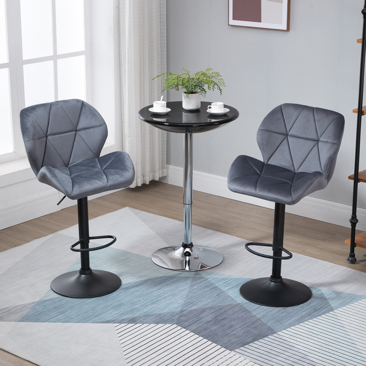 Set of 2 Grey Adjustable Height Fabric Bar Stools - Swivel Upholstered Counter Chairs - Premium  from Home Treasures - Just £166.99! Shop now at Home Treasures