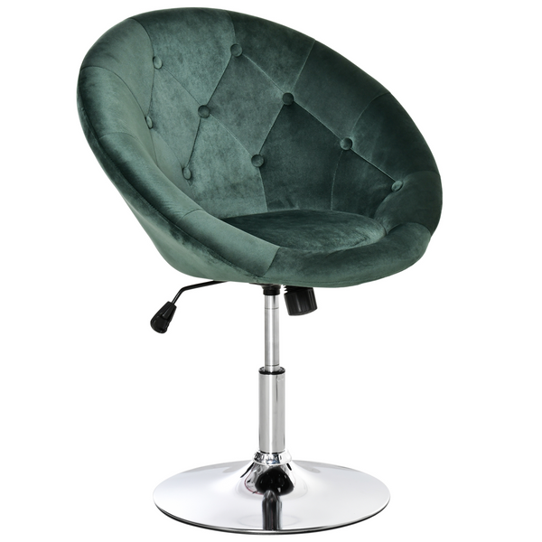 Modern Adjustable Velvet Bar Stool - Elegant Green Armless Tub Chair with Tufted Fabric & 360° Swivel Seat - Premium  from Home Treasures - Just £90.99! Shop now at Home Treasures