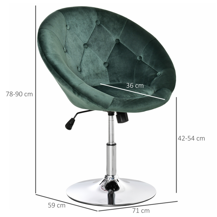 Modern Adjustable Velvet Bar Stool - Elegant Green Armless Tub Chair with Tufted Fabric & 360° Swivel Seat - Premium  from Home Treasures - Just £90.99! Shop now at Home Treasures