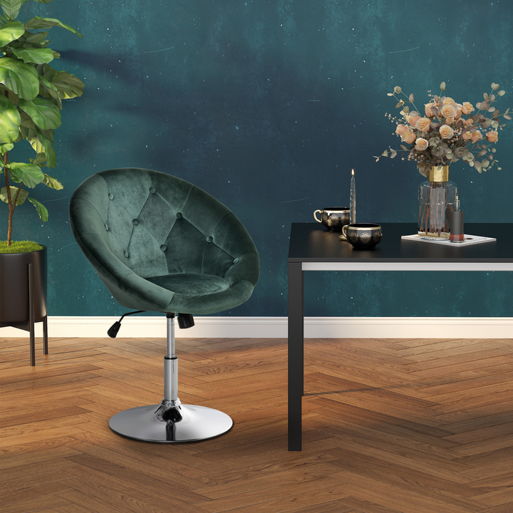 Modern Adjustable Velvet Bar Stool - Elegant Green Armless Tub Chair with Tufted Fabric & 360° Swivel Seat - Premium  from Home Treasures - Just £90.99! Shop now at Home Treasures