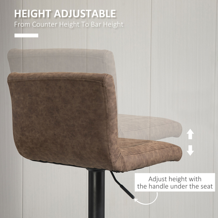 Barstools Set of 2 - Adjustable Height Brown PU Leather Counter Chairs with Footrest for Kitchen and Dining - Premium  from Home Treasures - Just £137.99! Shop now at Home Treasures