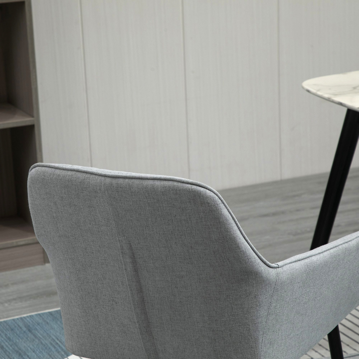 Dining Chairs Set of 2 - Light Grey Upholstered Linen Fabric with Metal Legs - Mid-Century Modern Design for Dining Room, Kitchen, or Study - Premium  from Home Treasures - Just £160.99! Shop now at Home Treasures