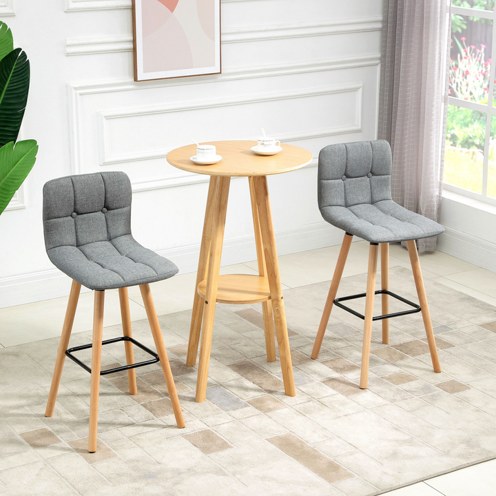 Set of 2 Armless Button-Tufted Counter Height Bar Chairs with Wood Legs & Footrest, Grey - Modern Bar Stools for Kitchen, Dining, and Home Bar - Premium  from Home Treasures - Just £131.99! Shop now at Home Treasures