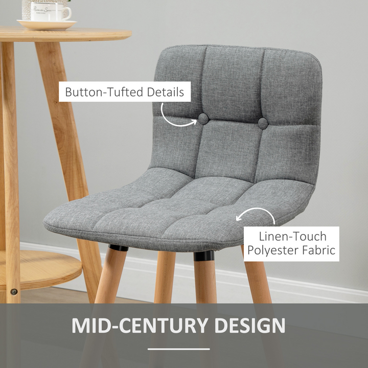 Set of 2 Armless Button-Tufted Counter Height Bar Chairs with Wood Legs & Footrest, Grey - Modern Bar Stools for Kitchen, Dining, and Home Bar - Premium  from Home Treasures - Just £131.99! Shop now at Home Treasures