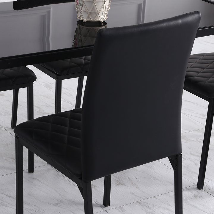 Set of 4 Modern Faux Leather Dining Chairs - Upholstered Accent Chairs with Metal Legs for Kitchen & Dining Room, Black - Premium  from Home Treasures - Just £134.99! Shop now at Home Treasures